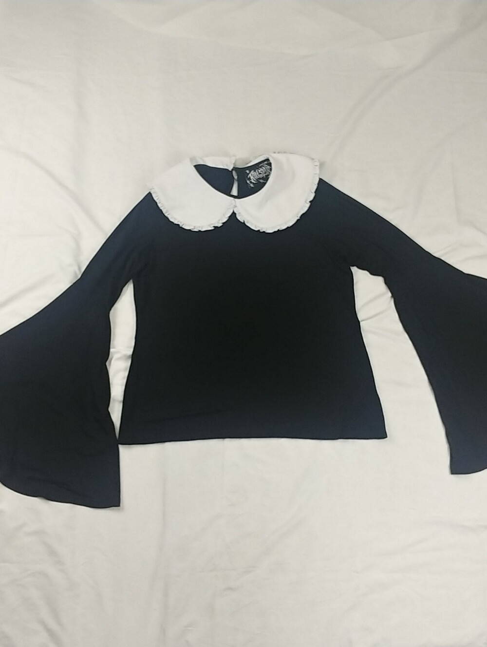 Kill Star Collared Gothic Shirt Women White Collar Extreme Flare Sleeve Emo